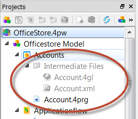 Screenshot of Intermediate Files in a project.