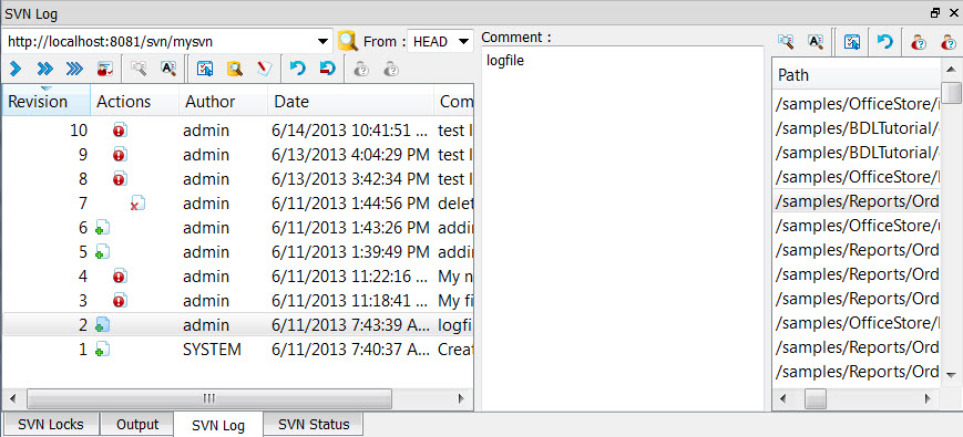 This figure is a screenshot of the SVN Log view.